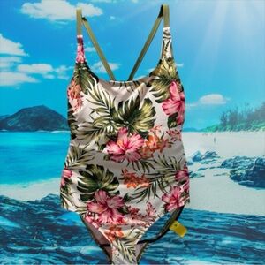 Hurley Tropical Floral Womens One Piece  Bathing suit New without tags